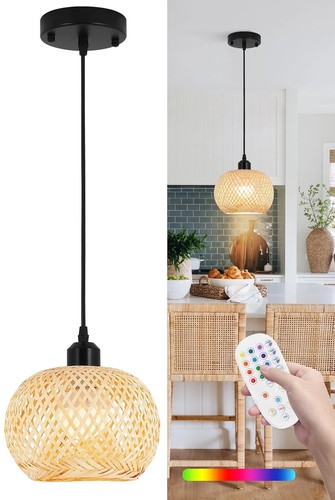 Boho rattan pendant - boho, light